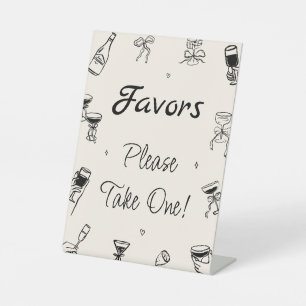 Black Hand Drawn Favour Pedestal Sign