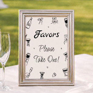 Black Hand Drawn Italian Bridal Shower Favour Poster