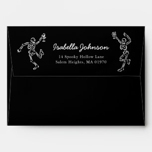 Black Hand Drawn Skeletons Halloween Return Envelope