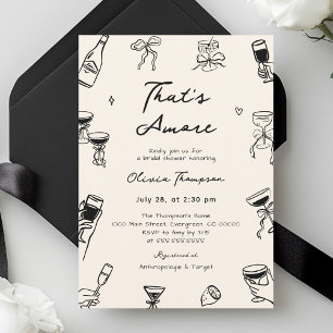 Black Hand Drawn That's Amore Bridal Shower Invitation