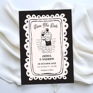 Black Hand drawn wedding Save The Date