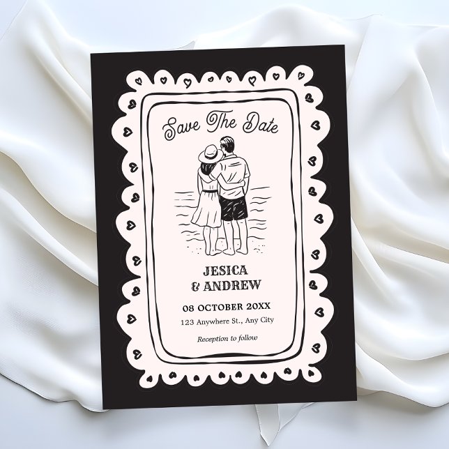Black Hand drawn wedding  Save The Date (Creator Uploaded)