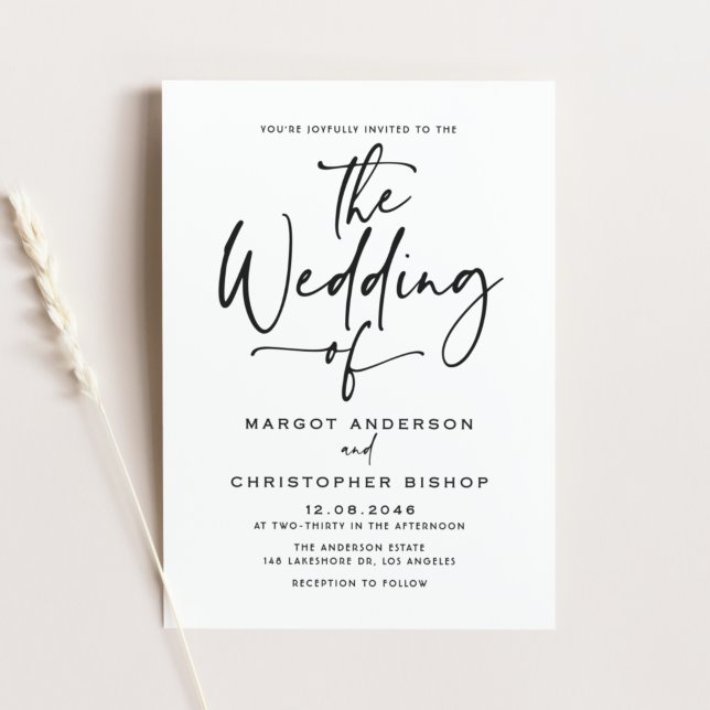 Black Hand Lettered Calligraphy Wedding Invitation (Creator Uploaded)