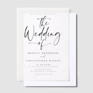 Black Hand Lettered Calligraphy Wedding Vellum Invitations