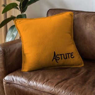 Black Hand lettered complimentary word Astute Cushion