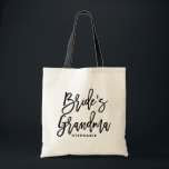 Black Hand Lettering Bride's Grandma Personalised Tote Bag<br><div class="desc">Customisable bride's grandma tote bag. Modern and classic tote bag featuring black "bride's grandma" hand lettering script. Personalise by adding the receiver's name,  the hashtag of the wedding or other details. Perfect as a gift for your wedding party or bridal party.</div>