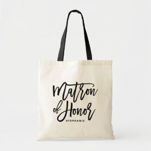Black Hand Lettering Matron of Honour Tote Bag