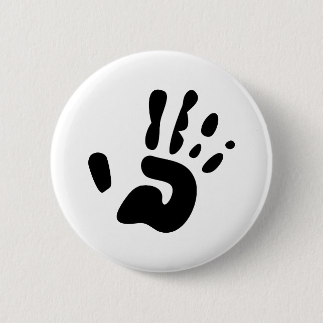Black Hand Print 6 Cm Round Badge (Front)