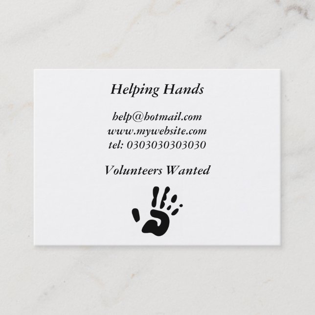 Black Hand Print Business Card (Front)