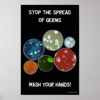 Black hand-washing safety poster