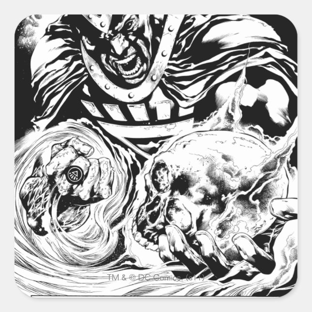 Black Hand with Skull Panel 2 Square Sticker (Front)