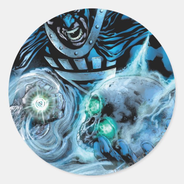 Black Hand with Skull Panel Classic Round Sticker (Front)