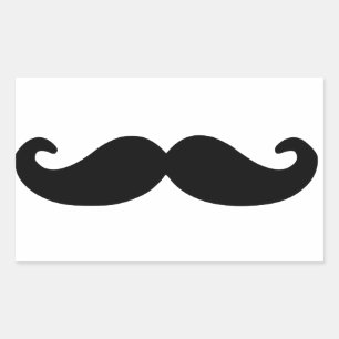 Black Handlebar Moustache/Moustache Rectangular Sticker