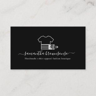 Black Handmade t-shirt apparel fashion boutique Business Card