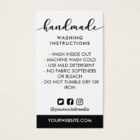 Black Handmade Wash Instructions Social Media