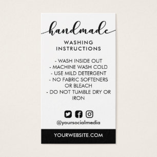 Black Handmade Wash Instructions Social Media