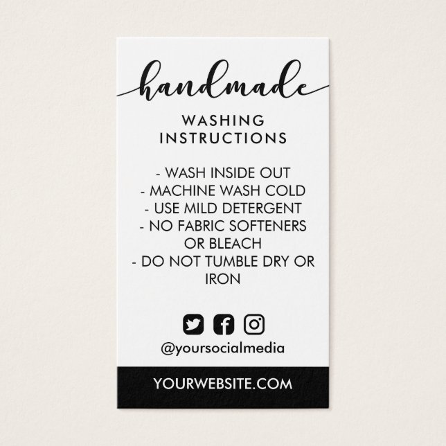 Black Handmade Wash Instructions Social Media (Front)
