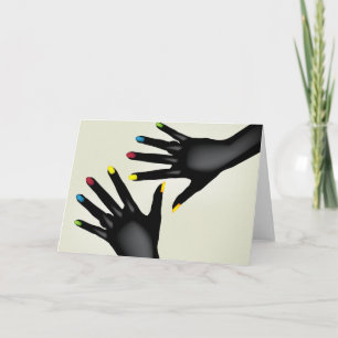 Black Hands with Colourful Nails Pop Art Card