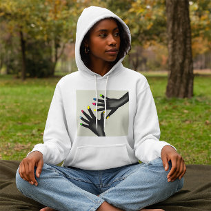 Black Hands with Colourful Nails Pop Art Hoodie