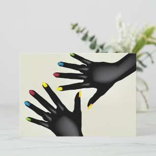 Black Hands With Painted Nails Invitations