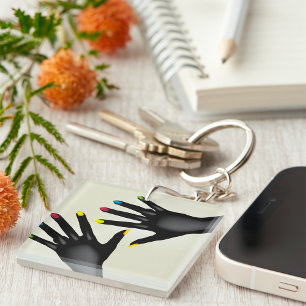 Black Hands With Painted Nails  Key Ring