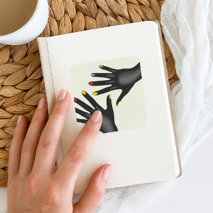 Black Hands With Painted Nails Square Sticker