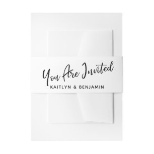 Black Handwriting You Are Invited Black White Invitation Belly Band