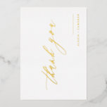 Black Handwritten Calligraphy Wedding Thank You<br><div class="desc">Send thanks with this customisable thank you card. It features handwritten calligraphy and classic typography. Personalise this wedding thank you card by adding your details. This gold foil thank you card is perfect for special occasions and business and personal use.</div>