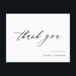 Black Handwritten Calligraphy Wedding Thank You Postcard<br><div class="desc">Send thanks with this customisable thank you postcard. It features handwritten calligraphy and classic typography. Personalise this wedding thank you card by adding your details. This calligraphy thank you postcard is perfect for special occasions and business and personal use.</div>