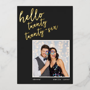 Black Handwritten New Year Photo Wedding Gold