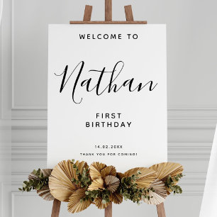 Black Handwritten Script 30th Birthday Welcome Poster