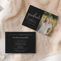 Black Handwritten Script Graduation Photo 