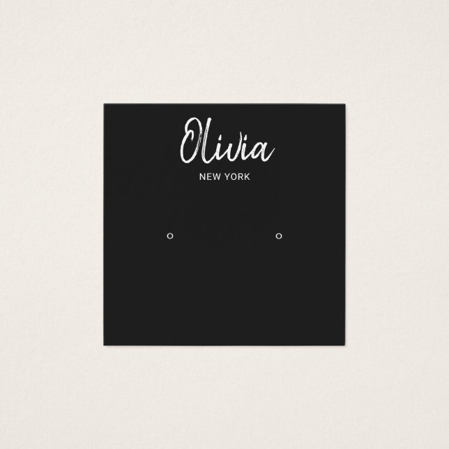 BLACK Handwritten Script Stud Earring Display Card (Front)