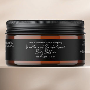 Black Handwritten Typed Look Cosmetics Jar Label