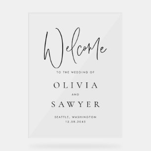 Black Handwritting Script Wedding Welcome Acrylic Sign