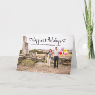 Black Happiest Holidays Photo Greeting Card