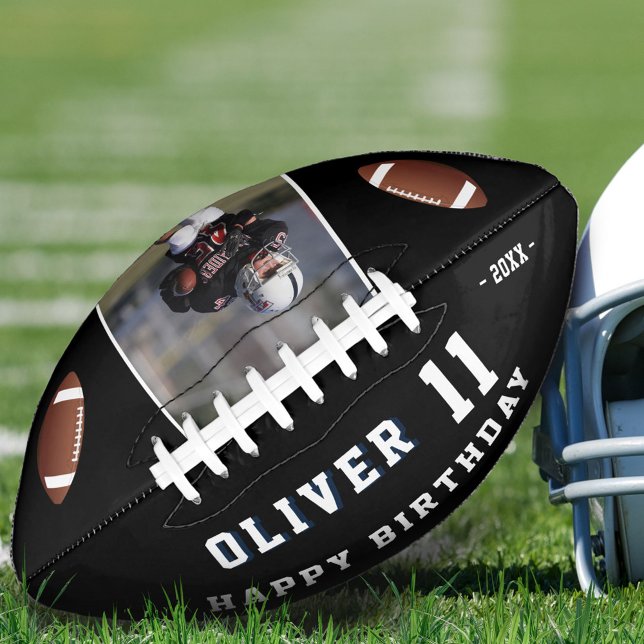 Black Happy Birthday Kids Photo Football (Creator Uploaded)