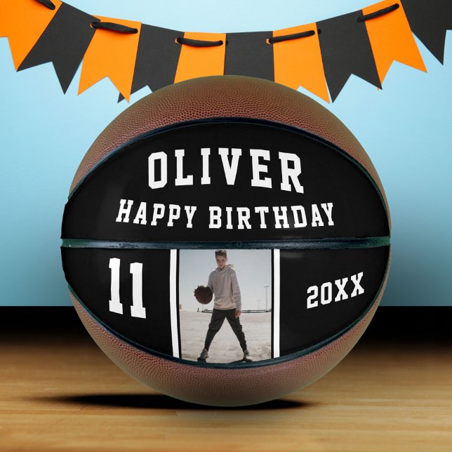 Black Happy Birthday Photo Basketball (Creator Uploaded)