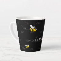 Black happy bumble bees summer fun humour monogram