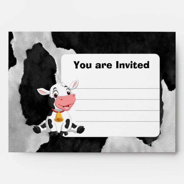 Black Happy Cow Invitation  Envelope (Front)