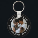 Black Happy Father's Day Love You Daddy Photo Key Ring<br><div class="desc">Simple Custom Text Happy Father's Day Love You Daddy Photo keychain</div>