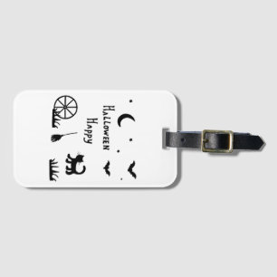 Black Happy Halloween horror spooky  Luggage Tag