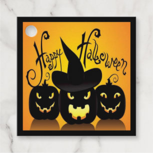 Black Happy Halloween Pumpkins Favour Tags