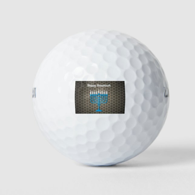 black happy hanukkah golf balls (Front)