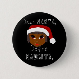 black happy holidays african american santa mrs cl 6 cm round badge