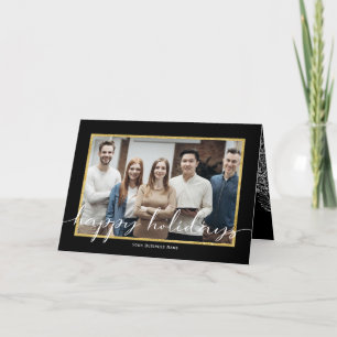 Black Happy Holidays-Photo business Holiday cards