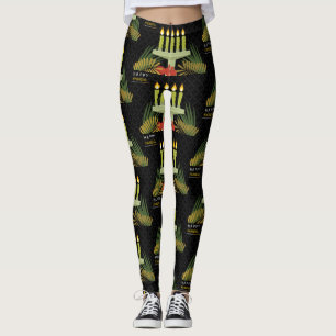 black happy kwanzaa leggings