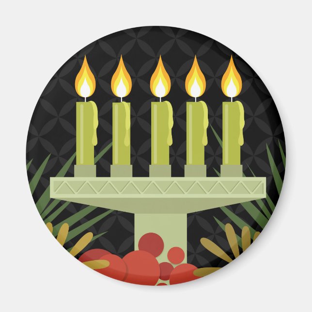 Black Happy Kwanzaa Magnet (Front)