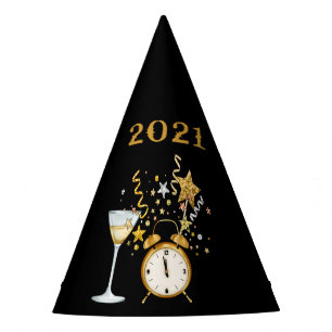 Black Happy New Year 2021 Party Hat