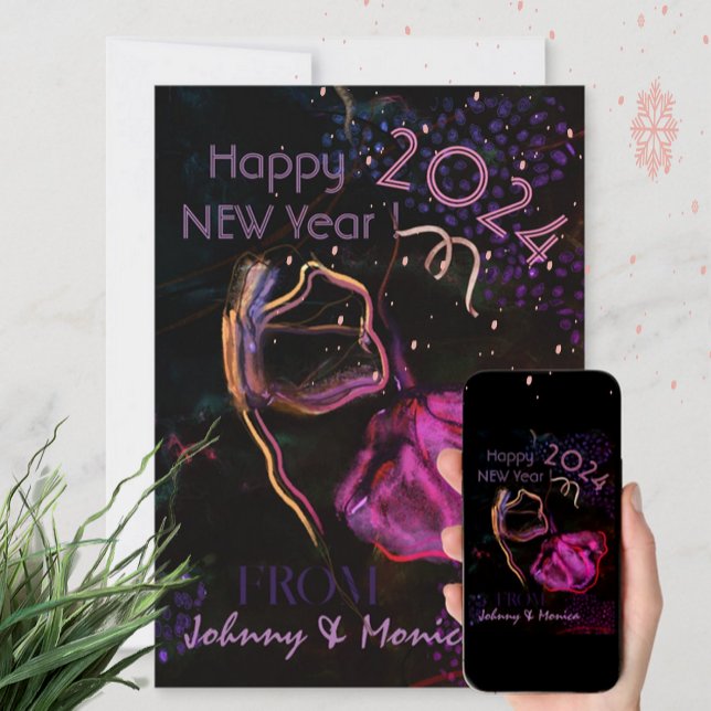 Black  Happy NEW Year Holiday Card (Creator Uploaded)